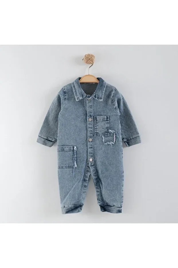 Детский джинсовый комбинезон с длинным рукавом Altintaş Baby, Jeans — фото 3