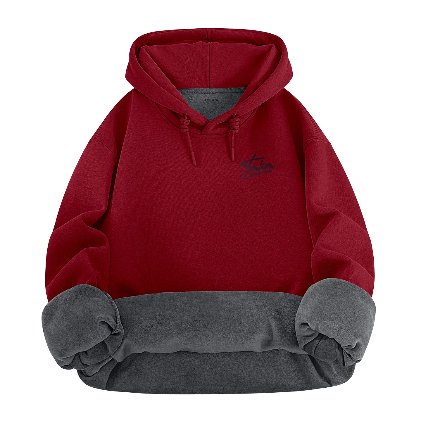 Детский худи с капюшоном на флисе Tonlion, Цвет Wine Red