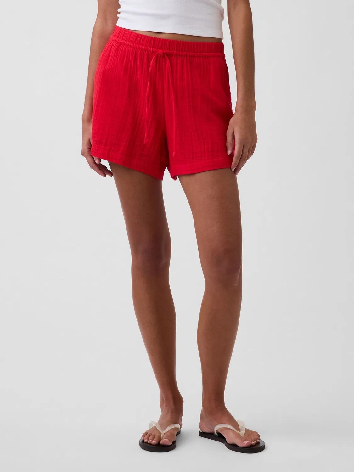 Шорты из хлопковой марли, Relaxed Fit Gap, Красный