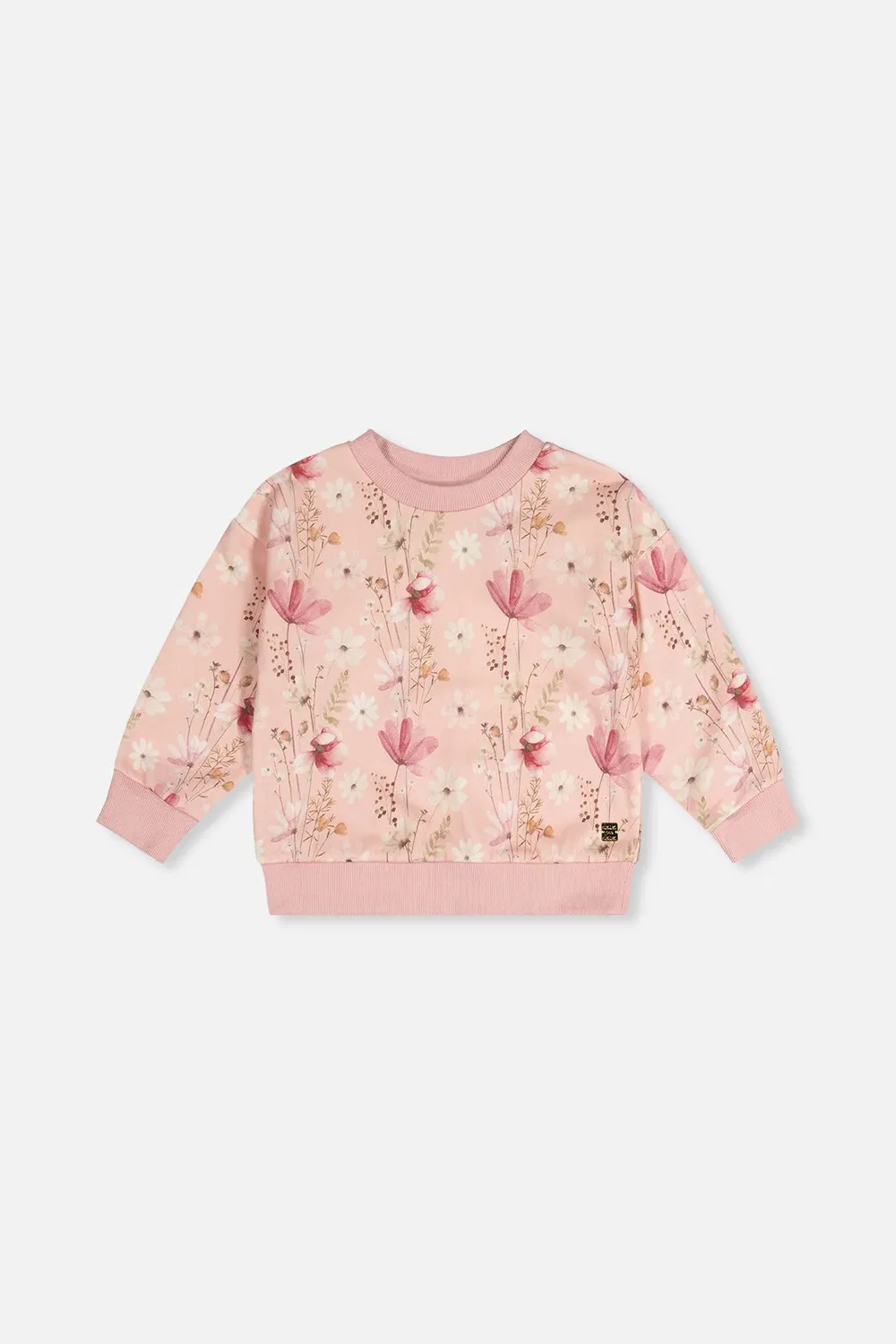 Детский свитшот с принтом Soft Poetry Deux par Deux, Pink Printed Flowers
