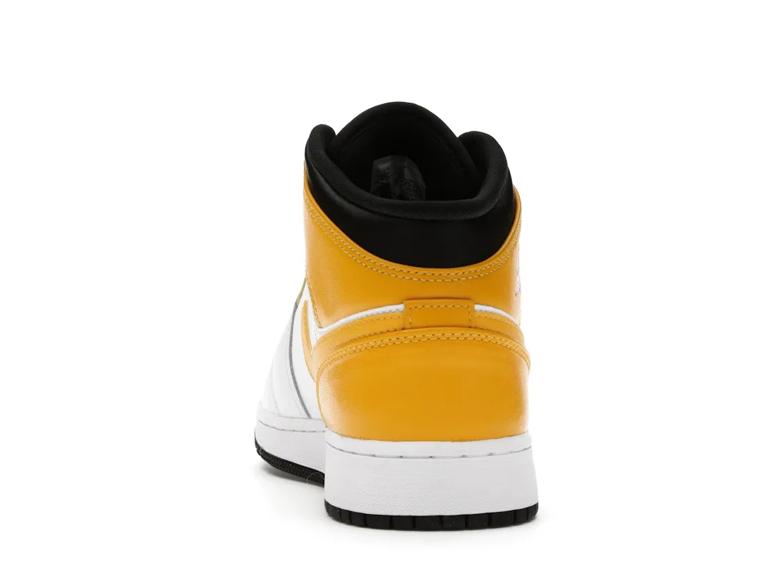 Детские кроссовки с длинным шнурком Jordan 1 Mid Jordan, White/University Gold-Black — фото 4
