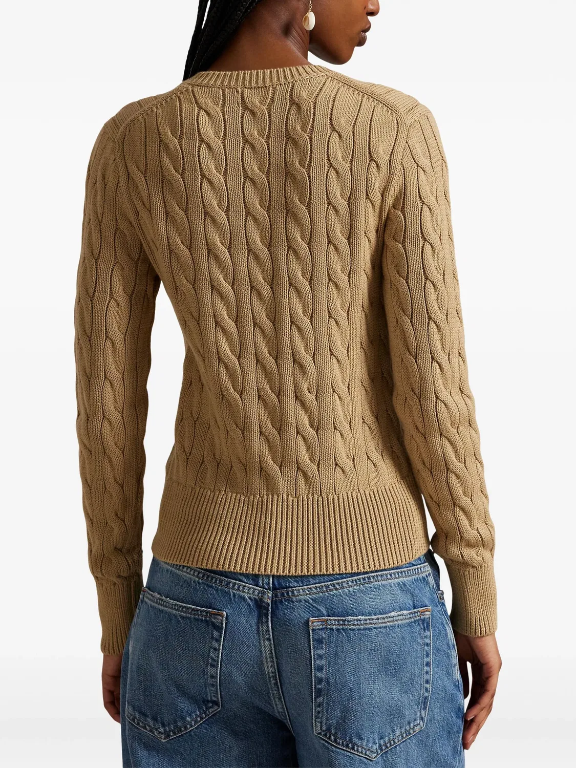 Кардиган с косичками с длинным рукавом Polo Ralph Lauren, карамельный коричневый — фото 3