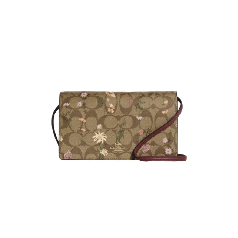 

Клатч Coach Outlet Anna Foldover Clutch Crossbody With Wildflower Print, золотой/хаки/мультиколор