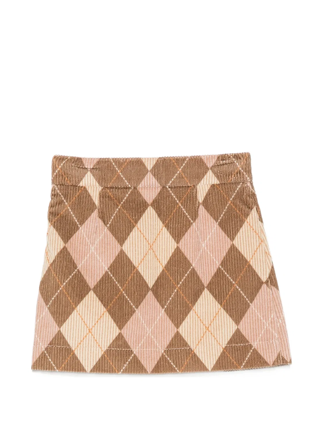 Вельветовая юбка с узором аргайл Fendi Kids, коричневый — фото 2