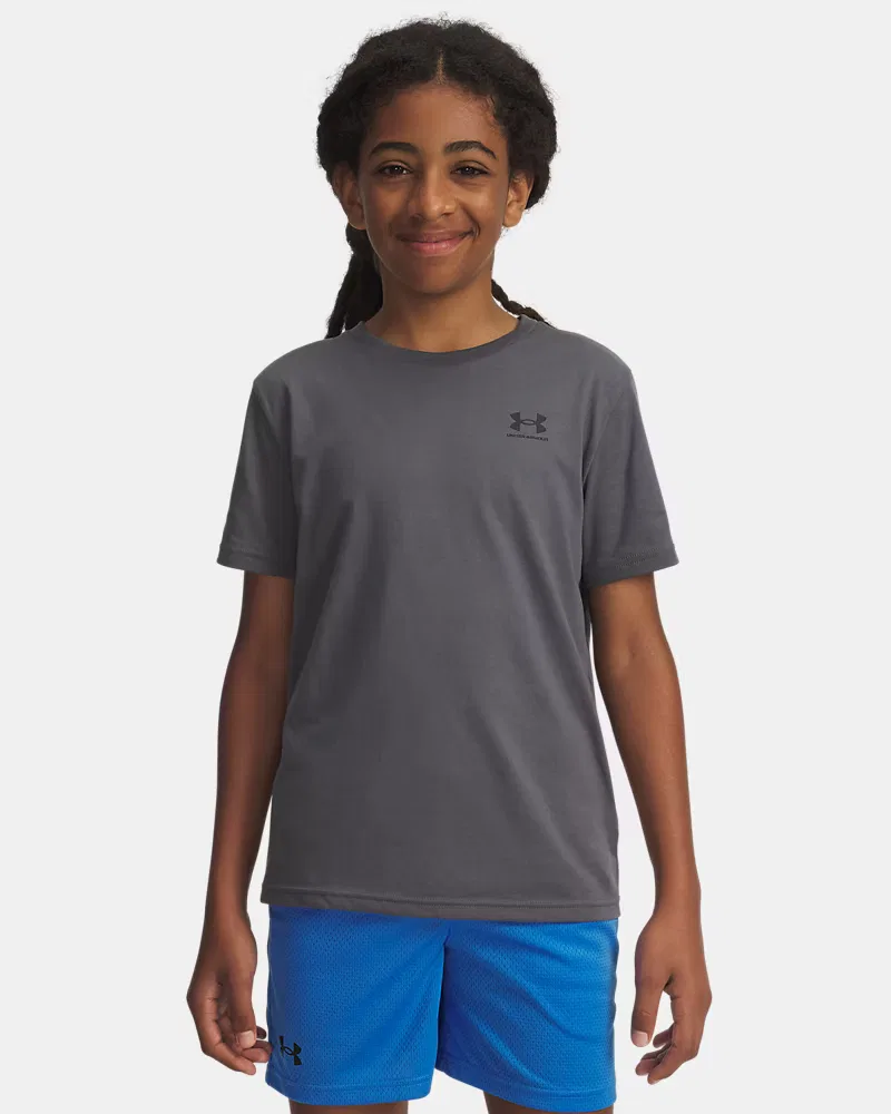 Футболка для мальчиков с коротким рукавом из хлопковой смеси UA Sportstyle UnderArmour, Pitch Gray/Black