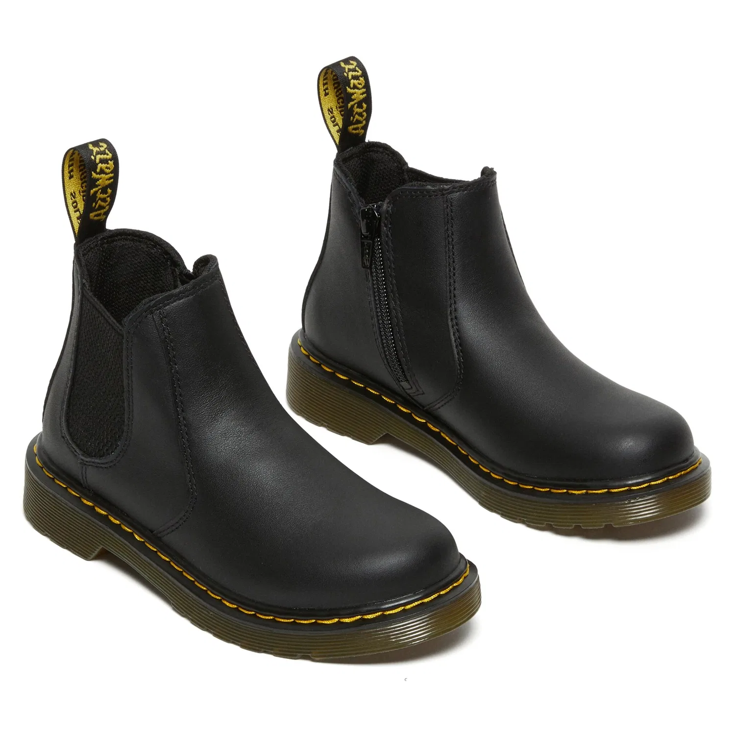 Детские челси Dr. Martens 2976 Softy T, кожаные, с контрастной строчкой, Black — фото 4