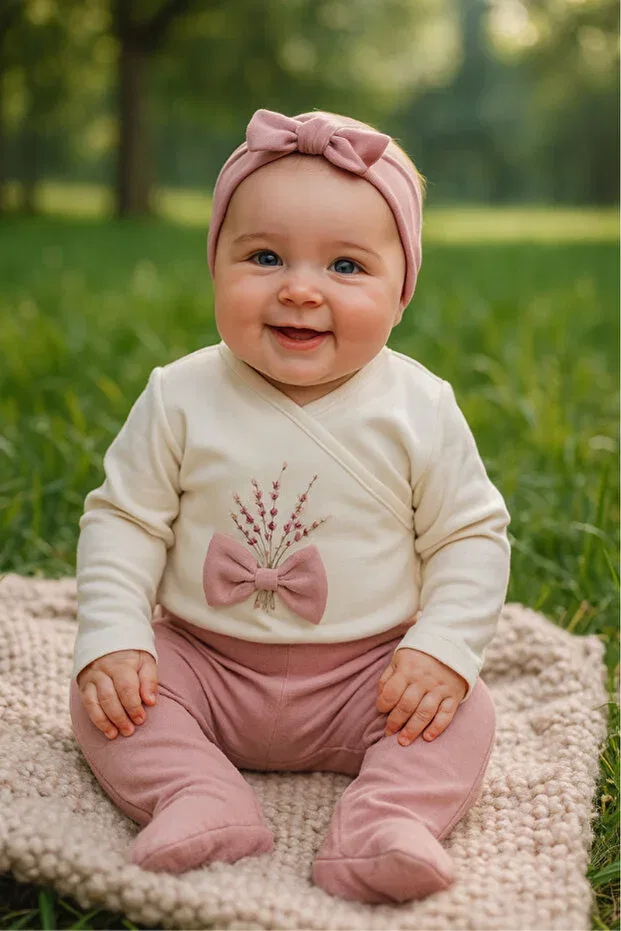 Детский комбинезон с цветочным принтом для новорожденных девочек Bamoola For Babies, Pink Flower — фото 2