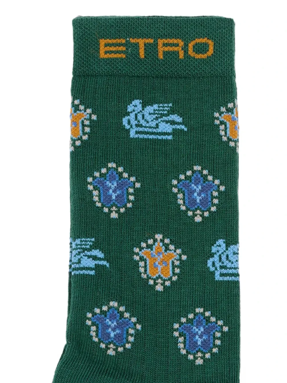 Носки с интарсией и мивом Пегаса Etro Kids, зеленый — фото 2