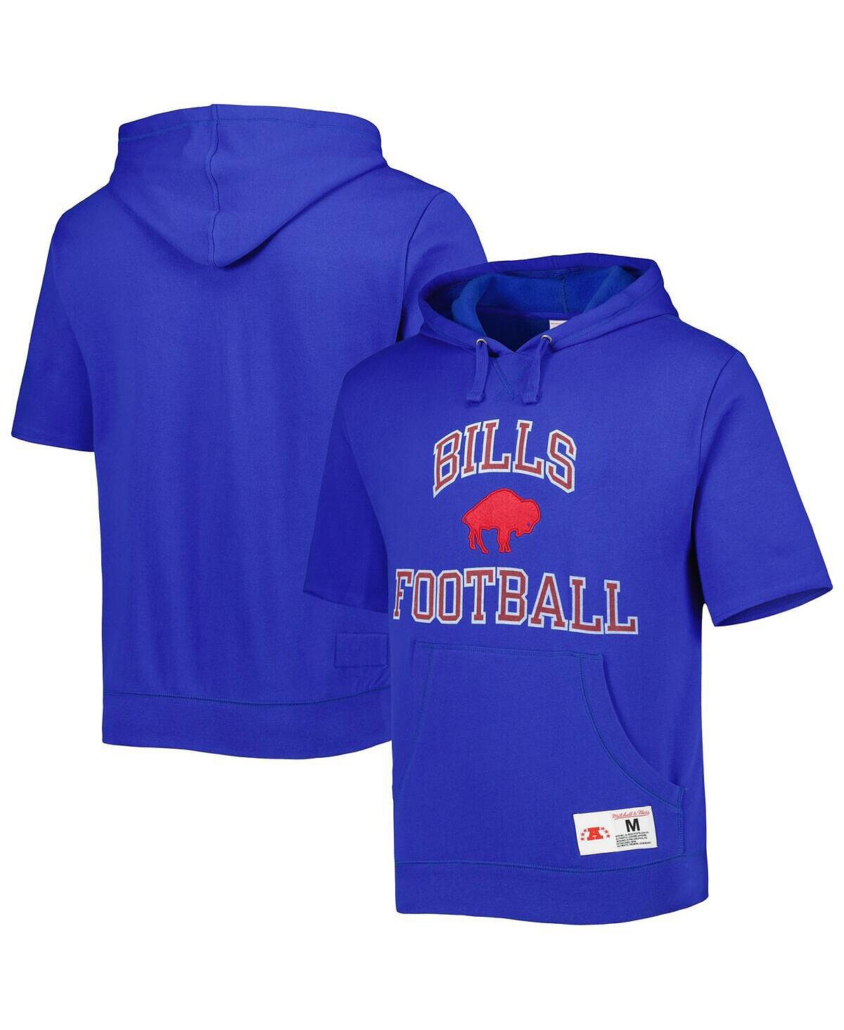 

Мужская выстиранная толстовка с коротким рукавом royal buffalo bills с капюшоном Mitchell & Ness