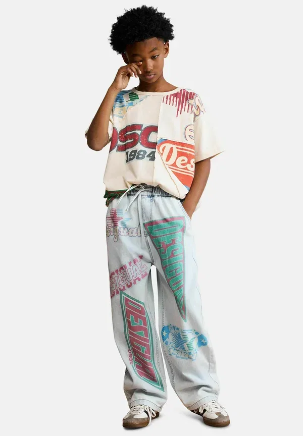 Джинсы с принтом - свободные джинсы Desigual, синий