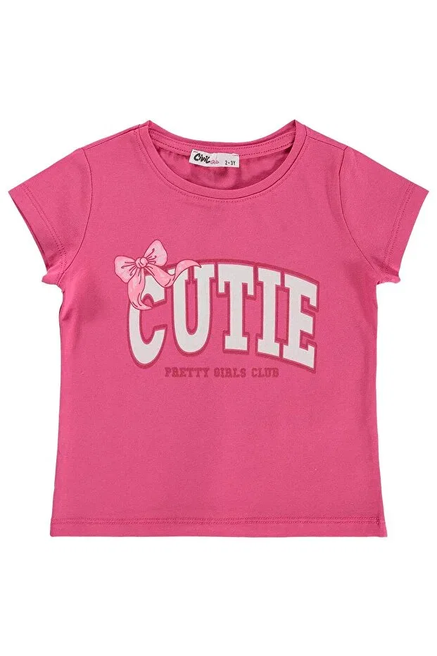 Детская футболка для девочек с принтом Cutie Printed Civil Girls, Fuchsia