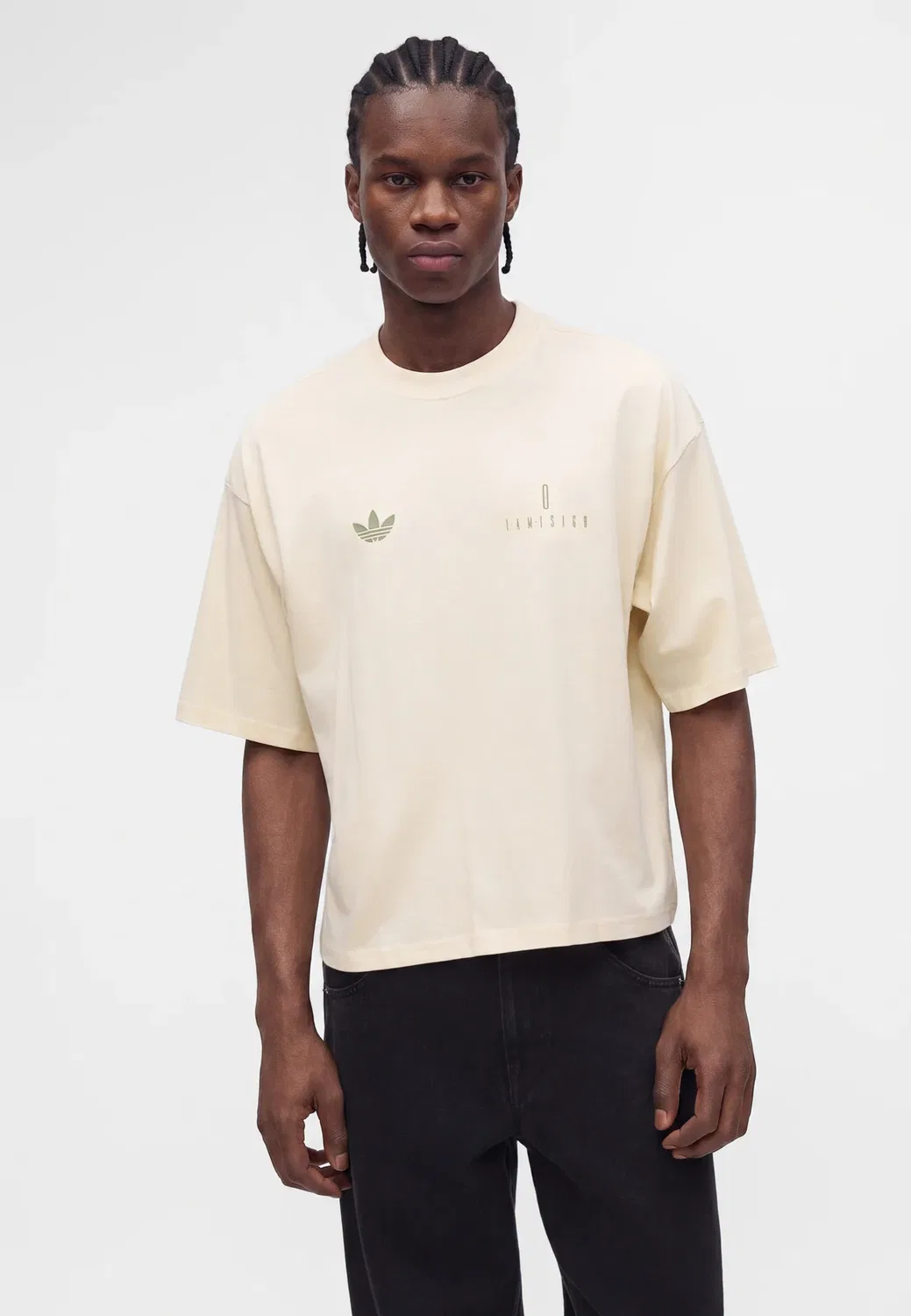Футболка оверсайз с графическим принтом Iamisigo Adidas Originals, Warm Vanilla — фото 3