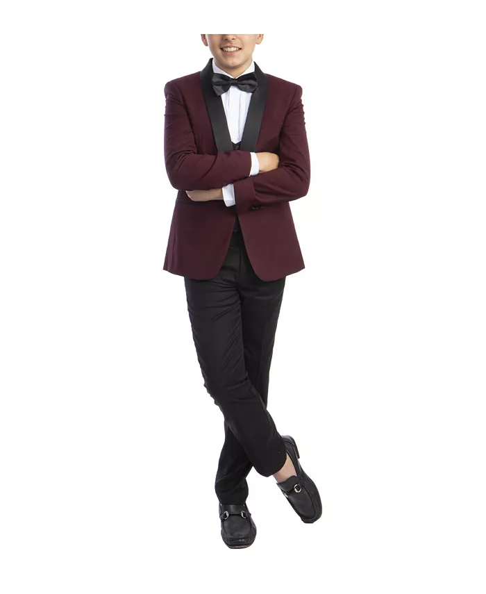 Комплект из 5 предметов для смокинга Slim Fit Shawl для большого мальчика Perry Ellis, красный — фото 2