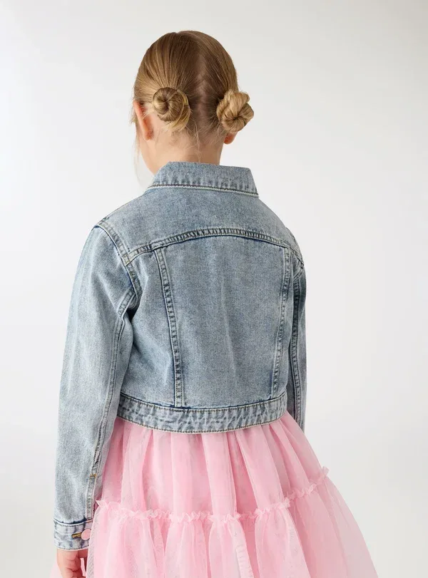 Джинсовая куртка со стразами Con applicazioni Terranova Denim Medio, синий — фото 3