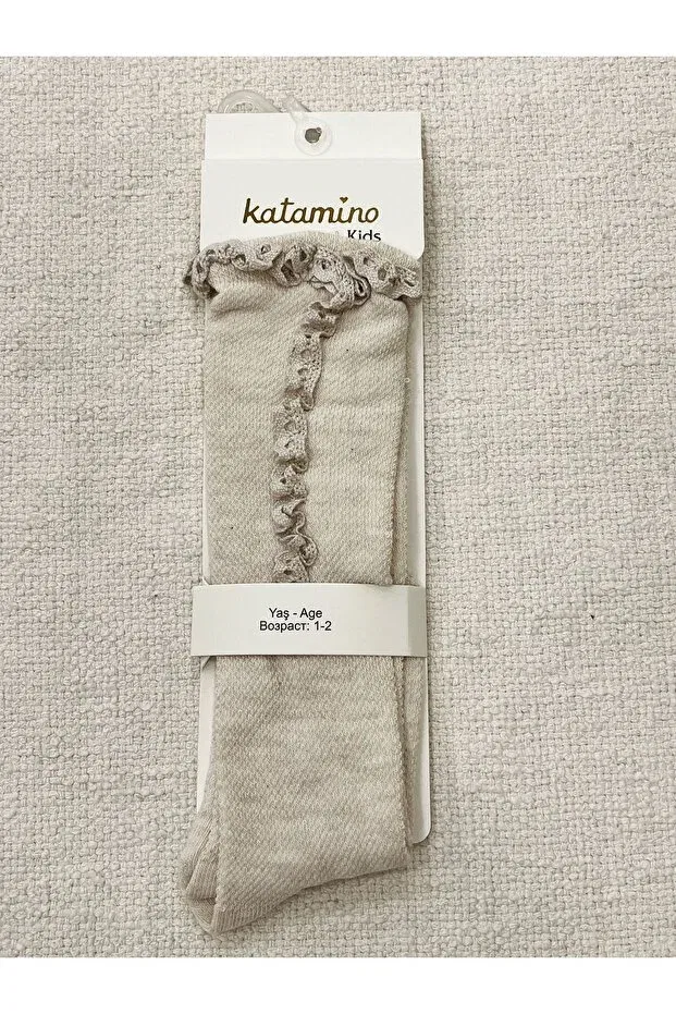 Детские носки для девочек с кружевной оборкой Katamino, Beige