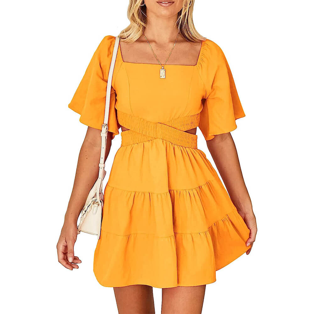 

Платье Shy Velvet Square Neck Short Sleeves, желтый
