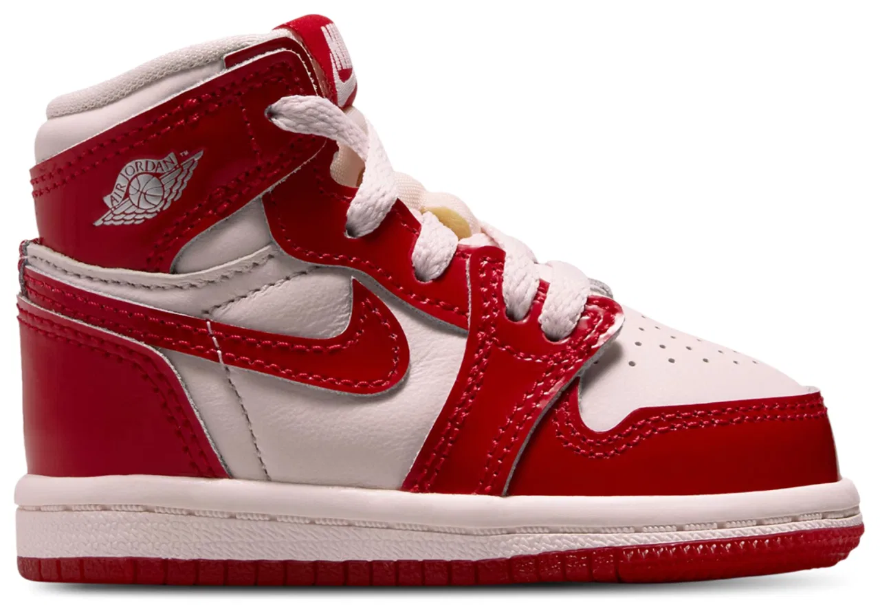 Детские кроссовки для девочек с кожаным верхом Jordan Retro 1 High OG, Red/Silver/Pink