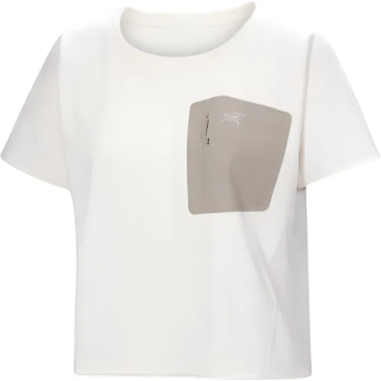 Женская футболка с коротким рукавом Clarkia T Shirt Arcteryx, Polar White/Elegant Brown/Arctic Silk Rune