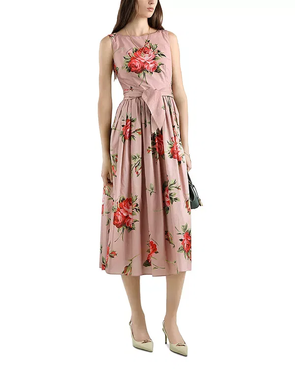 Женское хлопковое платье с принтом Rose Bouquet Print Dolce & Gabbana, Pink Print