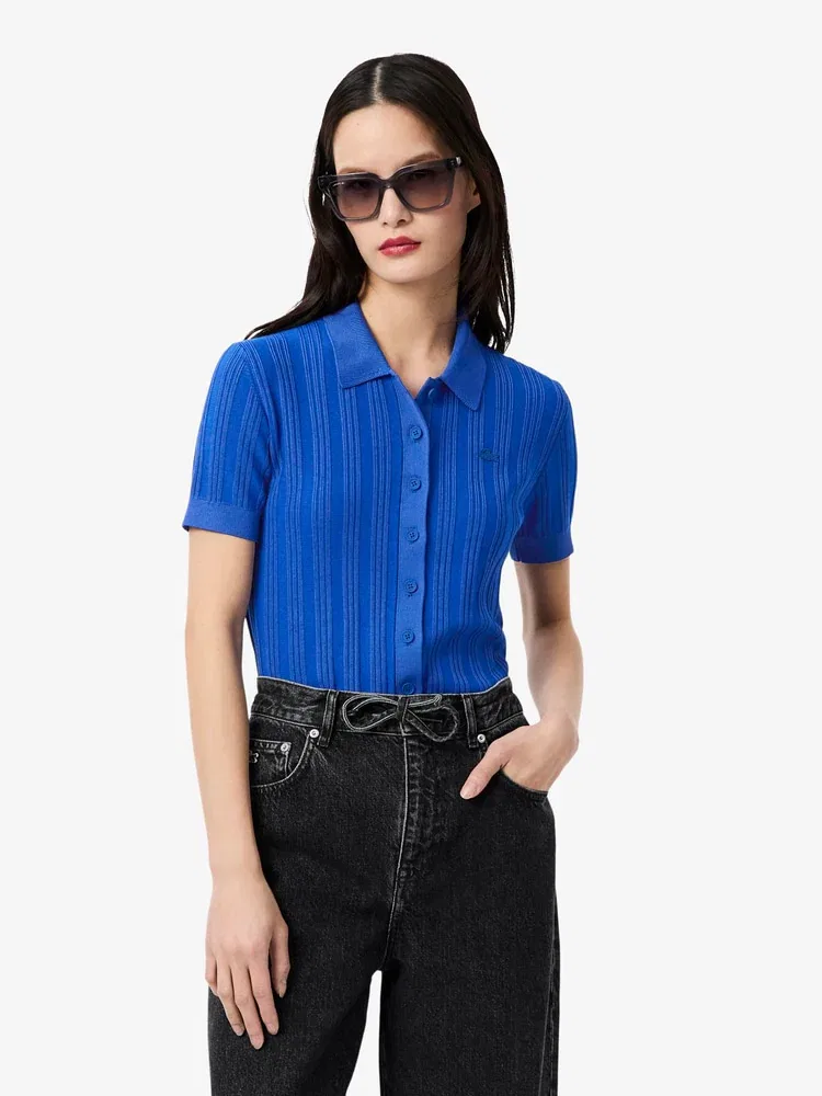 Кардиган женский LACOSTE Royal Blue, плиссированный, из вискозы