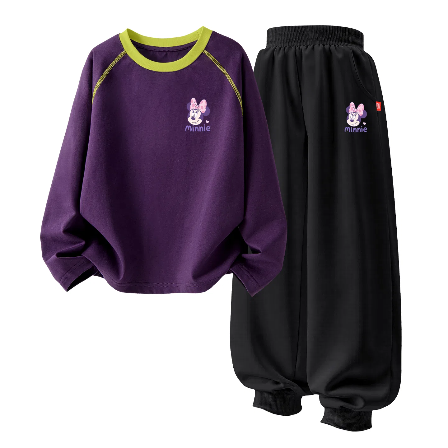 Детский спортивный костюм с круглым вырезом Disney, Цвет: Di Qipini K Mulberry Purple+Di Qipini K Black