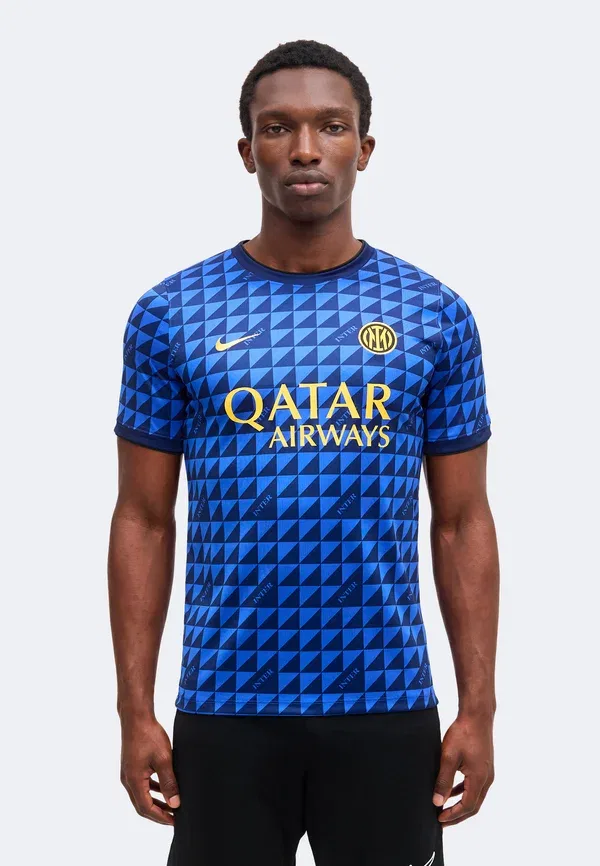 Футболка с принтом Inter Nike Performance, Lyon Blue/Black/University Gold, черный/синий