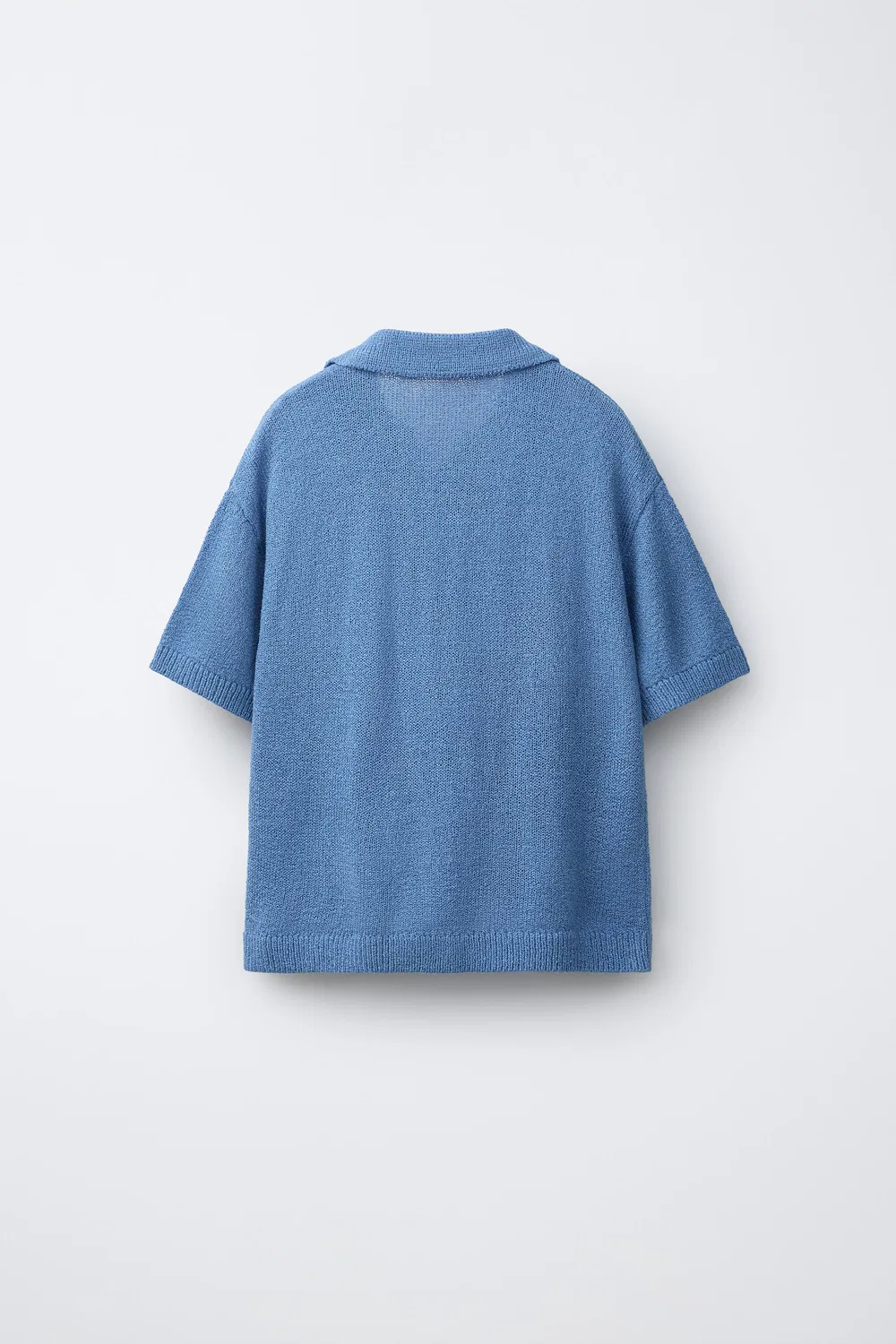 Деревенская вязаная рубашка-поло с карманом ZARA, Bluish — фото 2