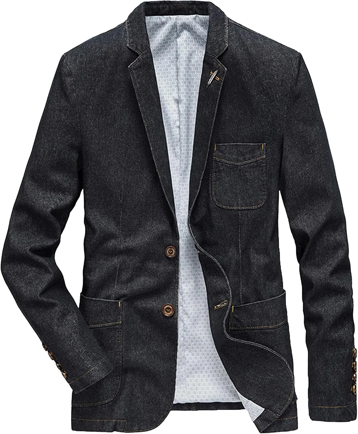 Мужское джинсовое пальто, с принтом, Slim Fit, чёрный