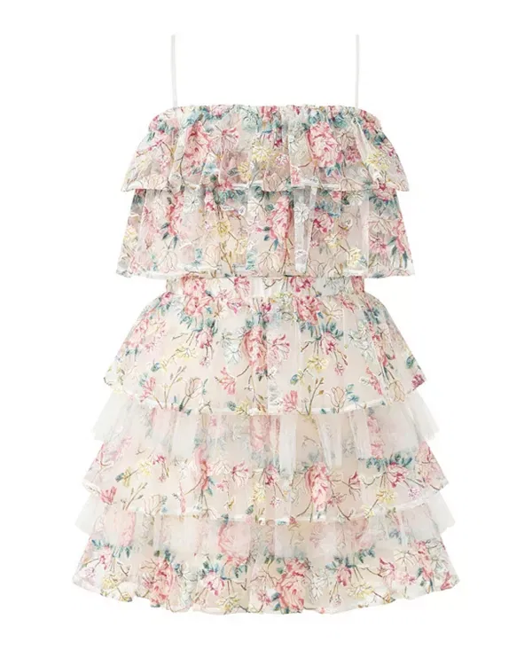 Детское платье для девочек с принтом Reign Frill Embroidered Mini Dress Marlo Kids, Floral