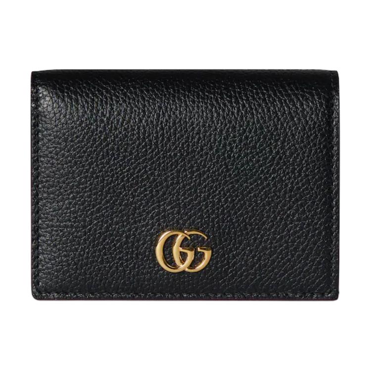 

GUCCI Маленький кожаный кошелёк GG Marmont унисекс чёрный с красным