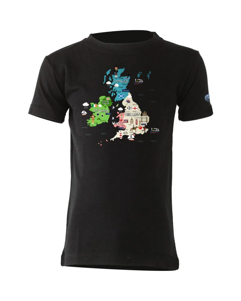 Детская шерстяная футболка с принтом Merino-T-Shirt fur Kinder von NORD, Schwarz Lasting