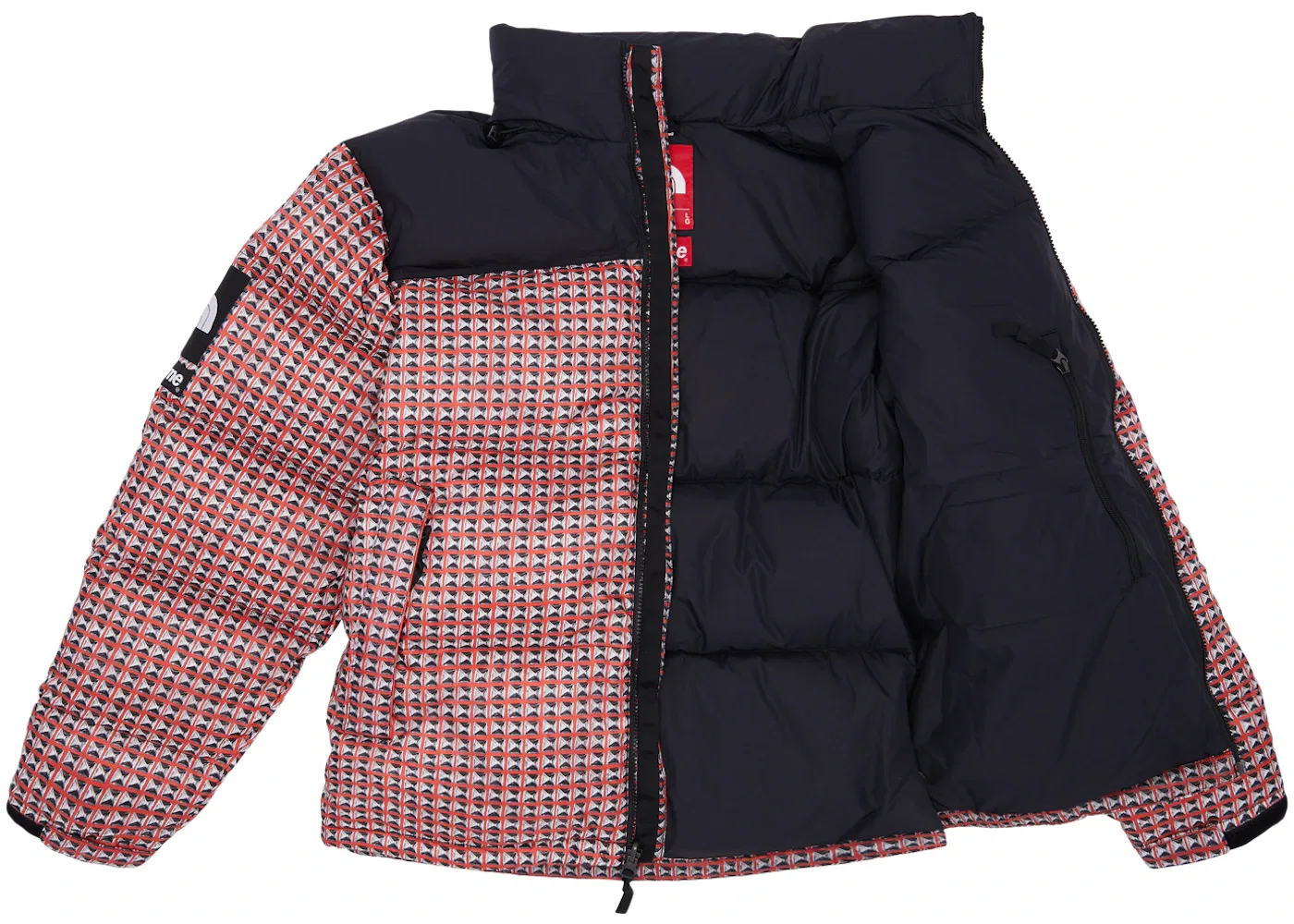 Мужская куртка с принтом Supreme The North Face Studded Nuptse Jacket, Red — фото 2