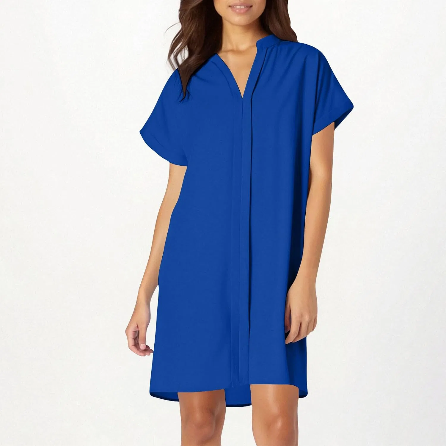 Женское пляжное платье-рубашка с V-образным вырезом, One Shoulder, Blue — фото 2