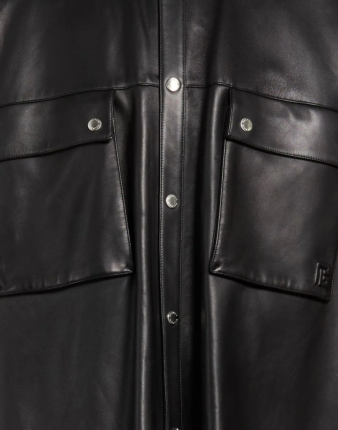 Мужская overshirt из кожи с логотипом Balmain, черный — фото 4