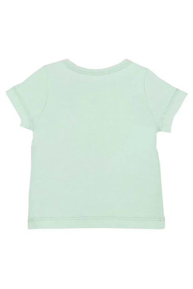 Детское платье-футболка для девочек хлопковое Teatime Baby Girl Green Short Sleeve T-Shirt Organickid, Green — фото 2