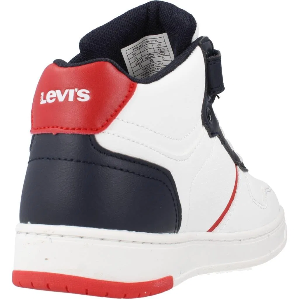 Детские кроссовки для мальчиков без шнурков Kick Levi's, 0218 White Navy Red — фото 3