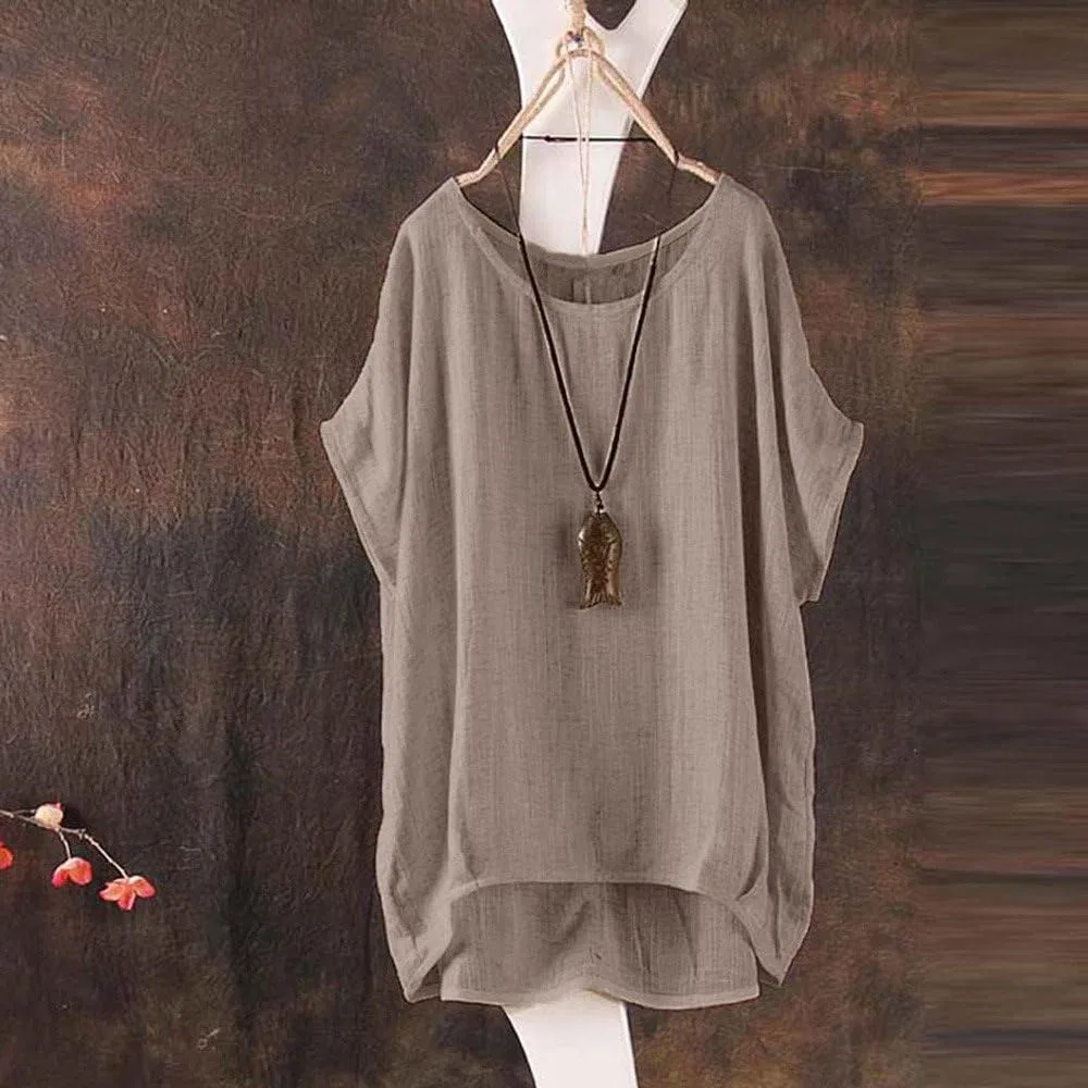 Женская футболка с 3/4 рукавом из льняного крепа, Khaki — фото 3