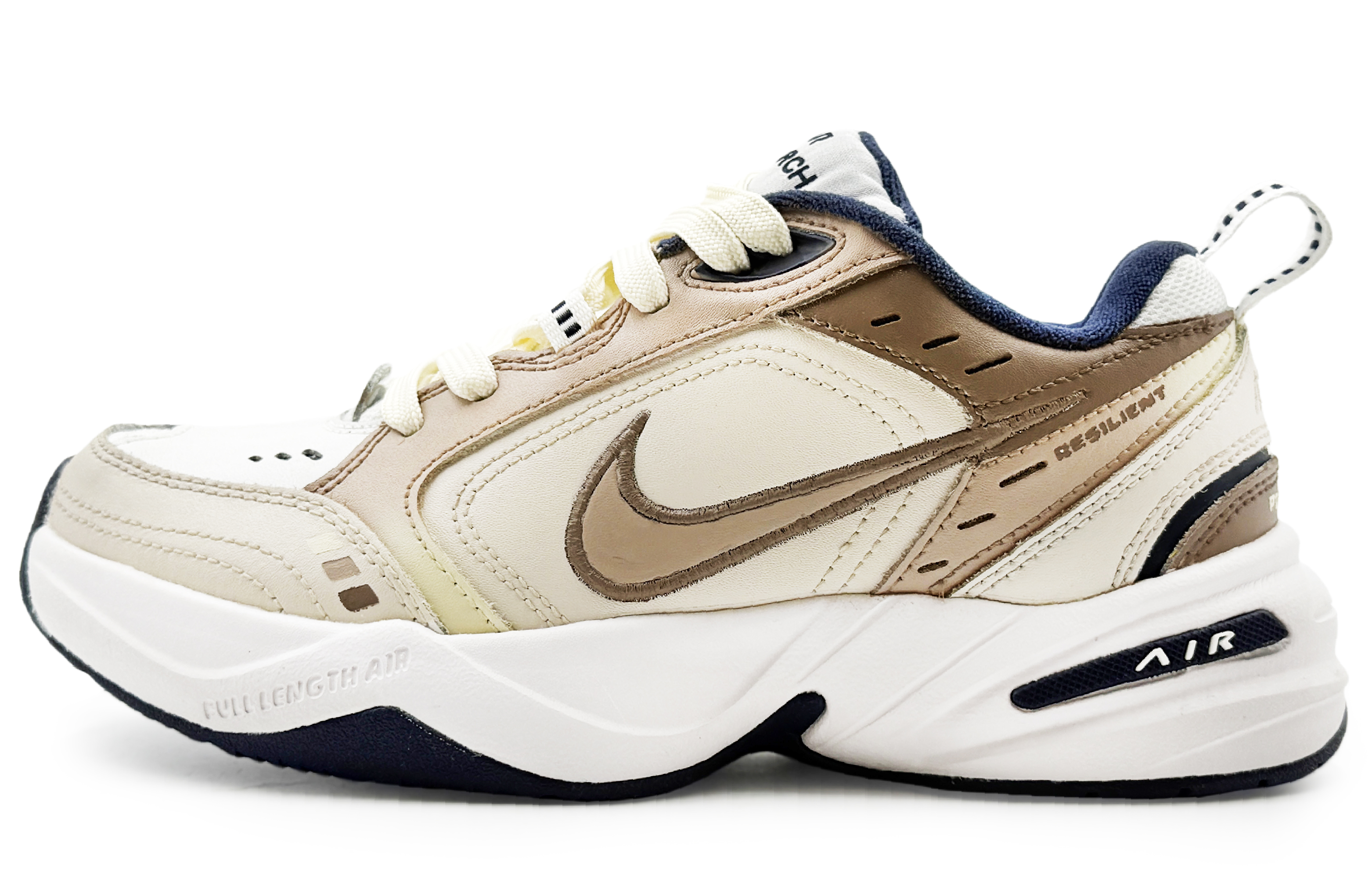

Nike Кроссовки Air Monarch 4 White Navy, износостойкие, низкие, массивные, мужские, бежево-коричневые