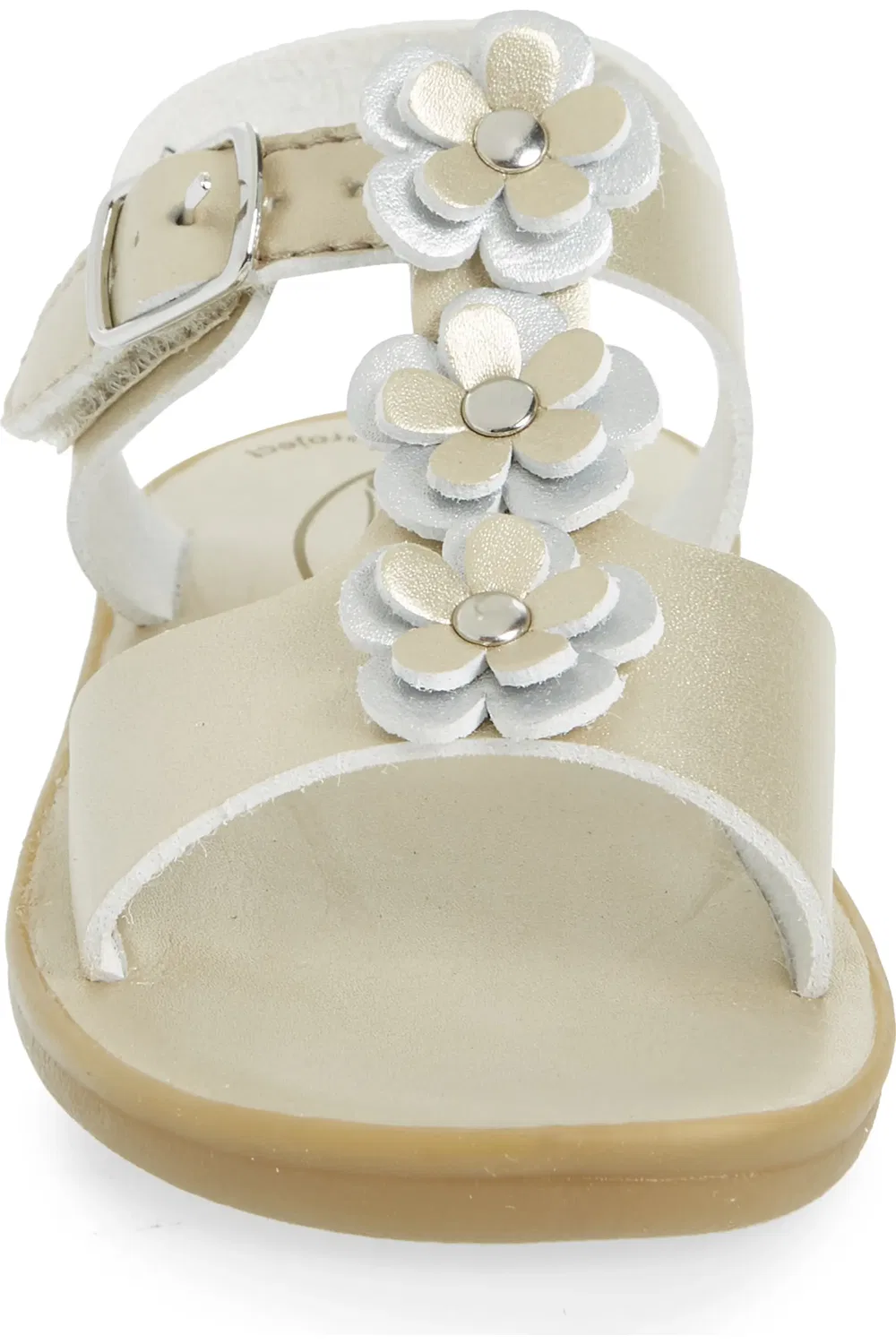 Детские сандалии водонепроницаемые с цветами Jasmine Footmates, Soft Gold Micro — фото 4