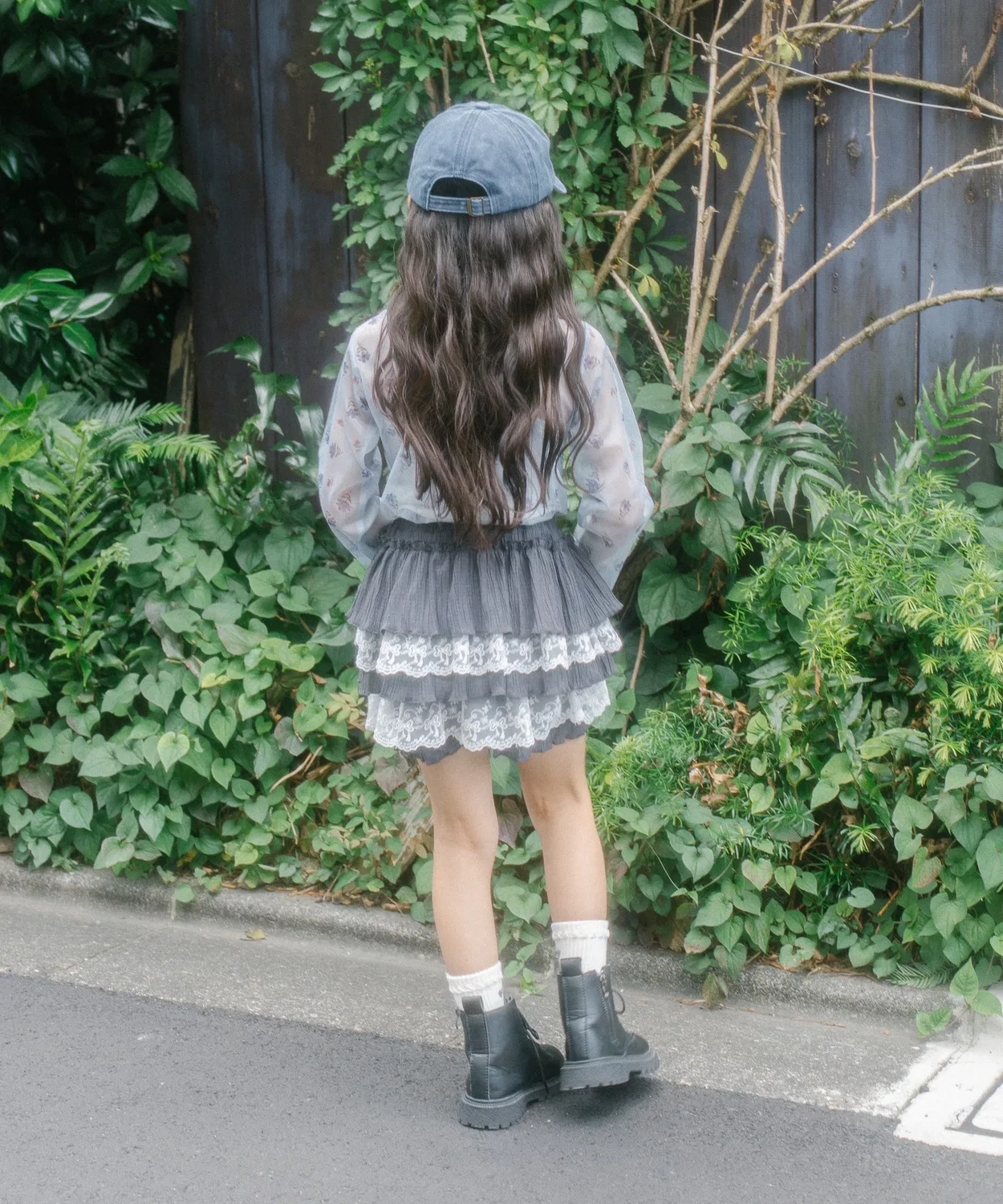 Детские шорты с рюшами и кружевом, модель Two-Tier Frill URBAN CHERRY, Charcoal