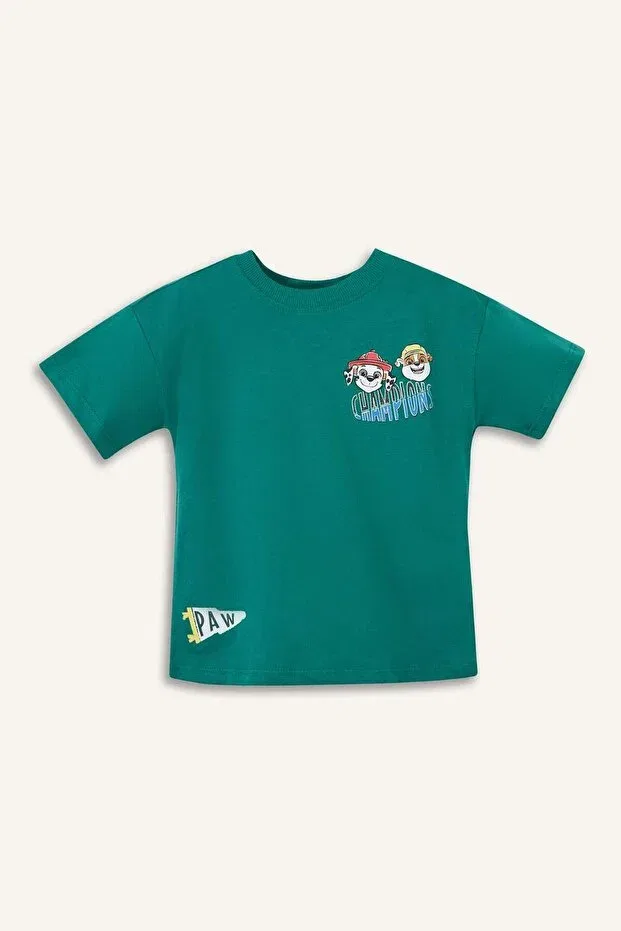 Детская футболка для мальчиков хлопковая с коротким рукавом Paw Patrol Defacto, Green-Gn749