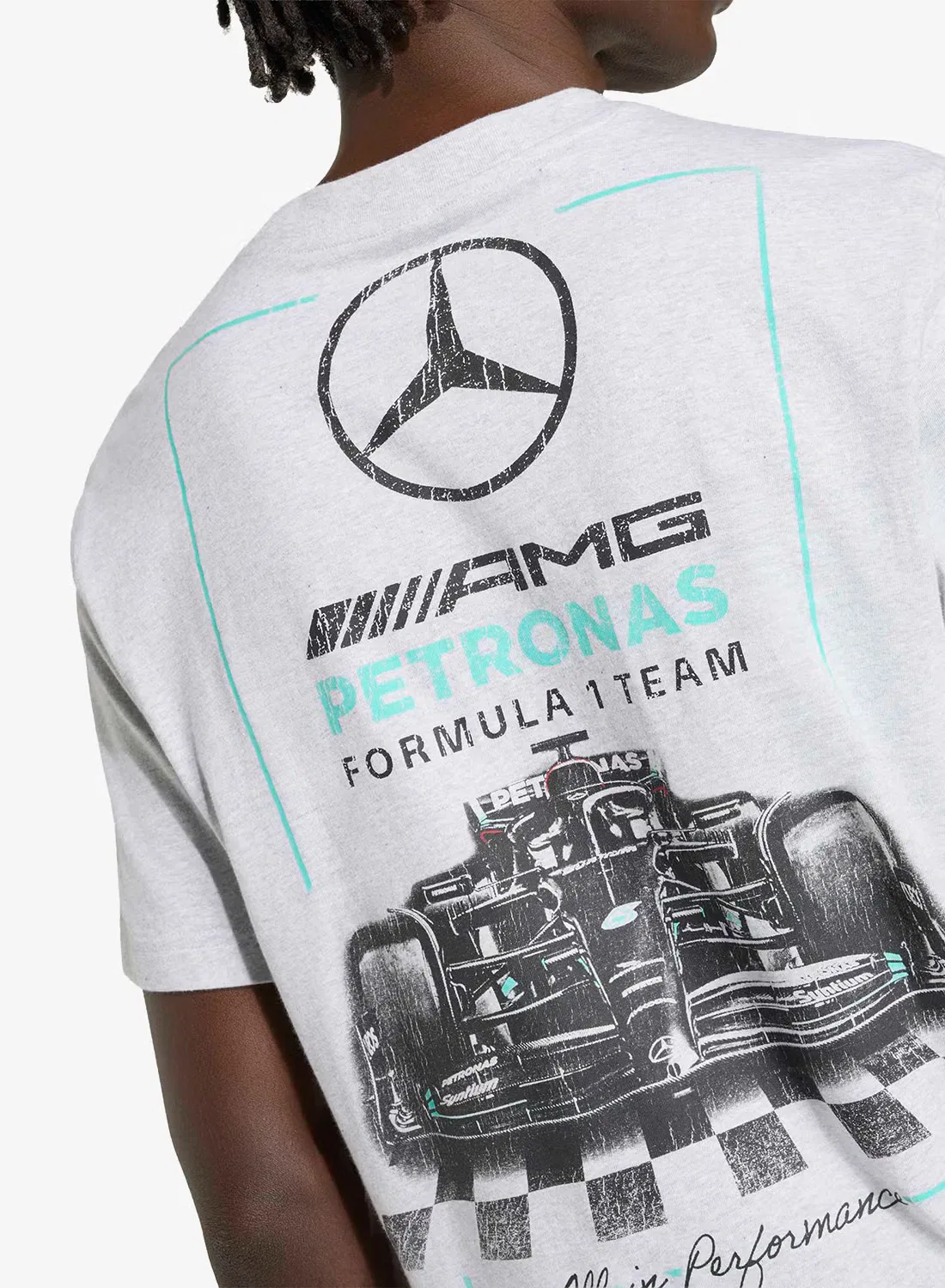 Футболка с принтом Mercedes Adidas, серый — фото 4