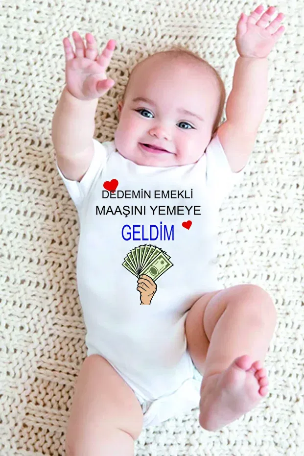 Детское боди с принтом I came to eat my grandfather's retirement pay, short-sleeved baby bodysuit with writing 3Tdesing, White
