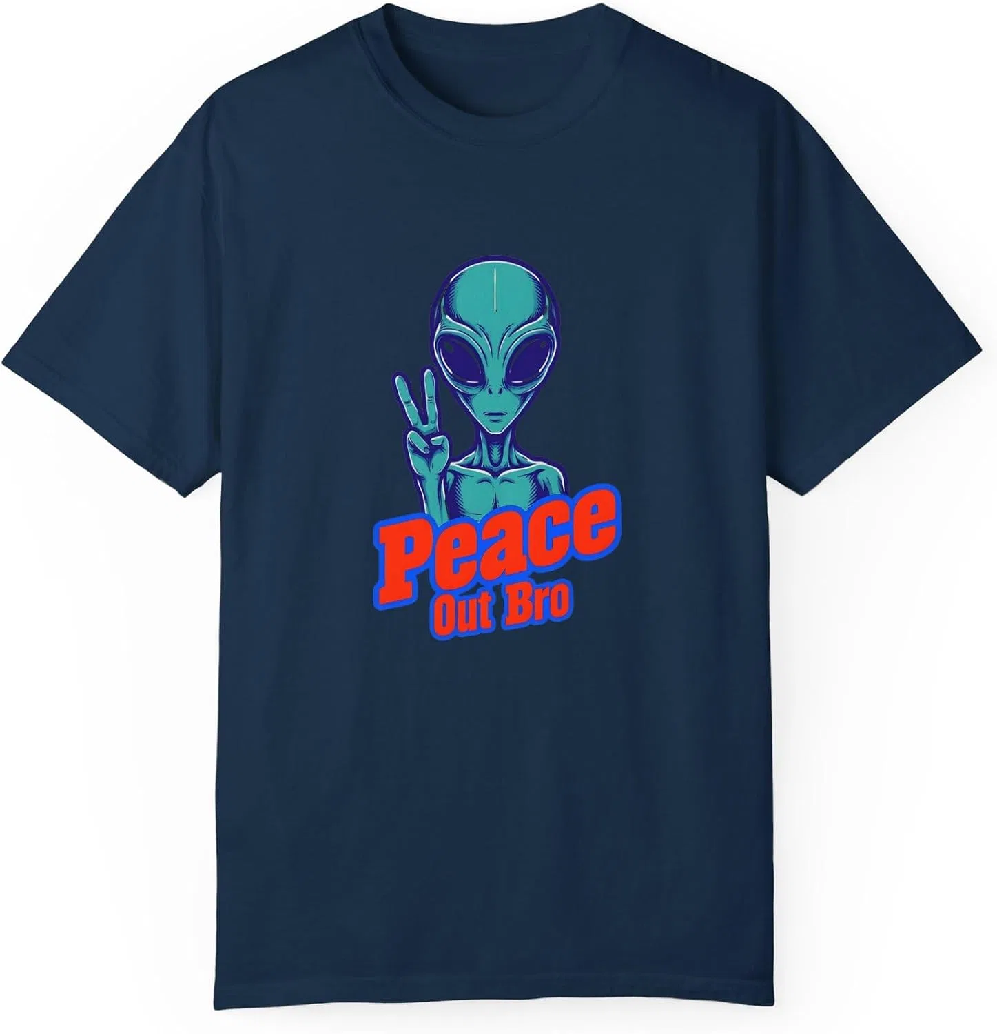 Футболка с принтом Alien Peace Out Bro Comfort Colors, True Navy