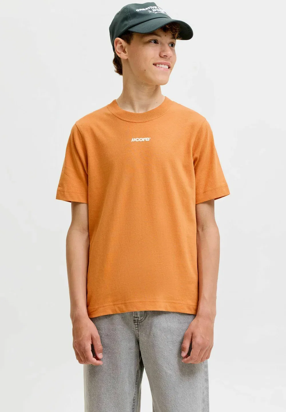 Футболка с надписью Jcoclub на спине, размер ss, cn sn jnr - футболка с принтом Jack & Jones Junior, Tomato Cream — фото 3