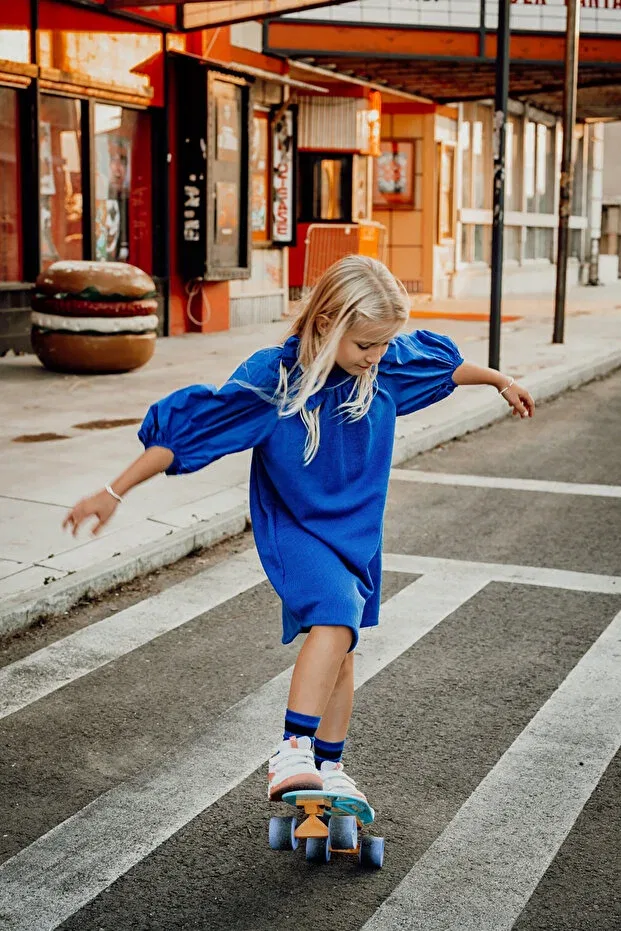 Детское платье для девочек с длинным рукавом Sheshe, Navy Blue — фото 4