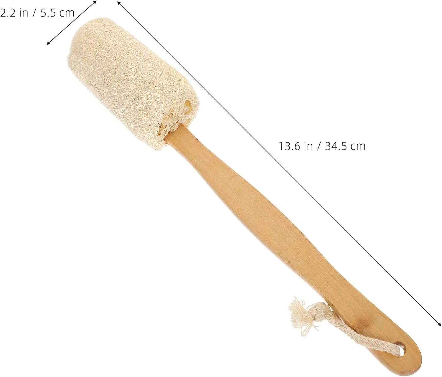 Щетка для душа из люфы с деревянной ручкой, CLISPEED, 40 см, Beige — фото 2