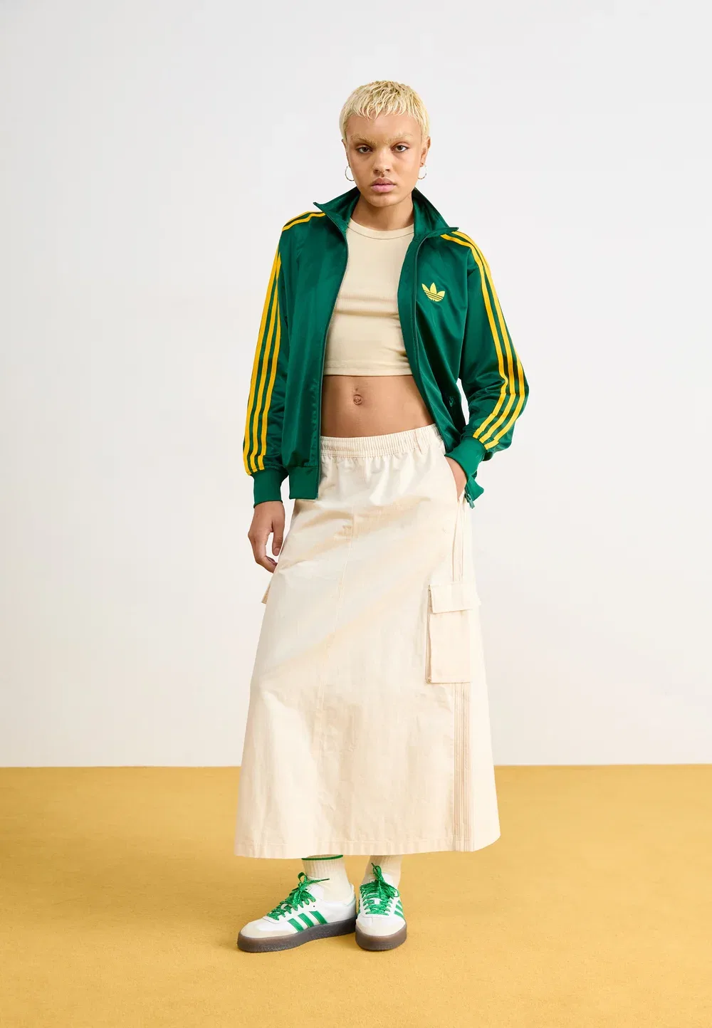 Firebird tt - тренировочная куртка Adidas Originals, Collegiate Green/Crew Yellow — фото 2