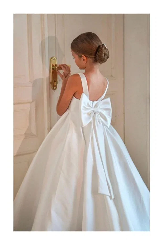 Детское вечернее платье для девочек с длинным рукавом Miço Kids, White