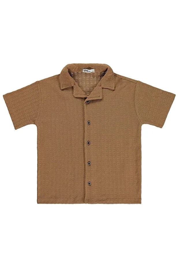 Детская рубашка для мальчиков текстурированная Square Textured Holiday Collar Shirt Civil Boys, Brown